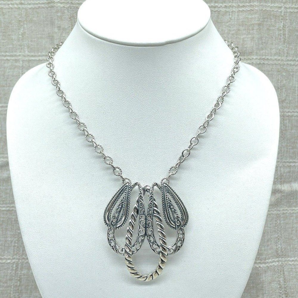 Carolyn Pollack Sterling Silver Necklace Lasting Connections Rope Filigree 31.2g